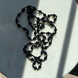 Elegant Vintage 48 inch Black Faceted Necklace